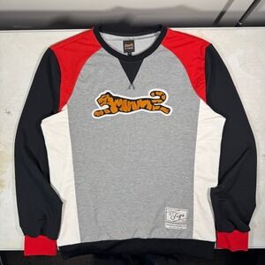 Le Tigre Mens Crew Neck Long Sleeve Brand Logo Patch Sweatshirt Red Size XL
